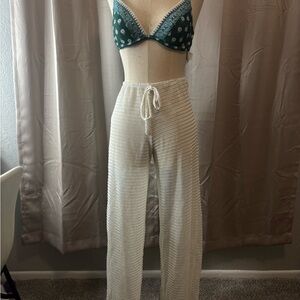 Cream Knit Drawstring Pants